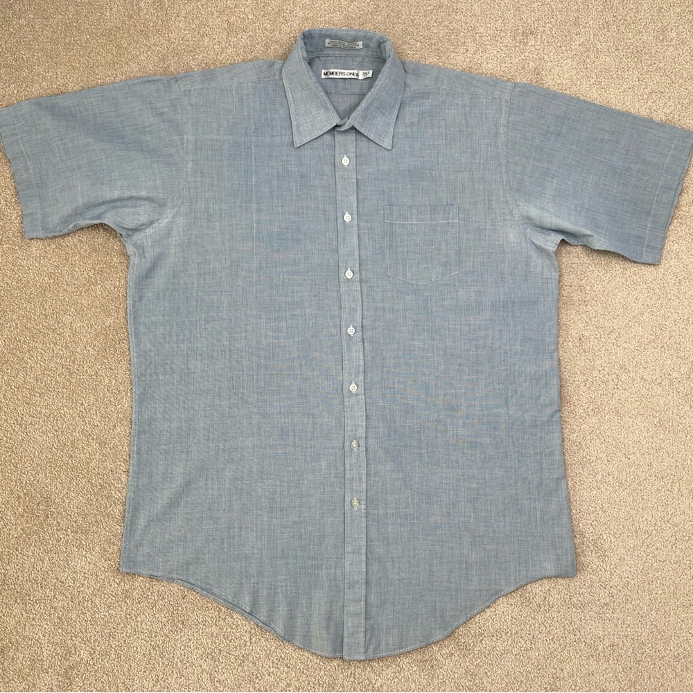 Member Only Shirt Neck 17 Tall Blue Button Up Lightweight Distressed Style Men